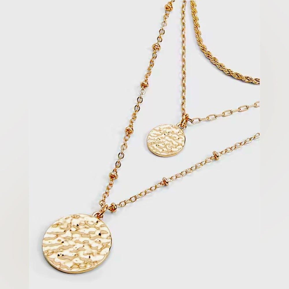 Next Express 3 Row Multi Chain Textured Pendant Necklace - Picture 2 of 3